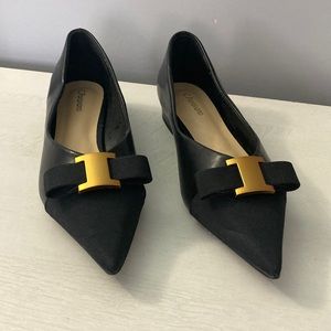 C. Paravano Black Embellished Leather Flats